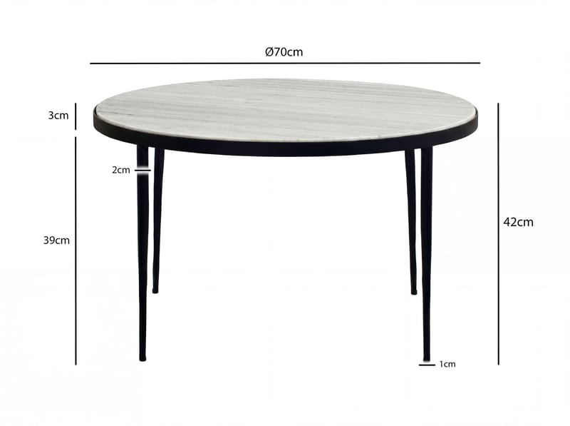 Verlen Runt soffbord 70 cm i metall med marmorskiva - vitgrå marmor svart - Möbler - Bord & matgrupp - Marmorbord
