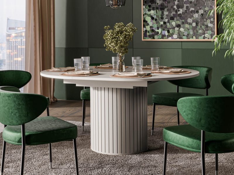 Veyricor Förlängningsbart Matbord 120-160 cm Rund - Beige - Möbler - Bord & matgrupp - Matbord & köksbord