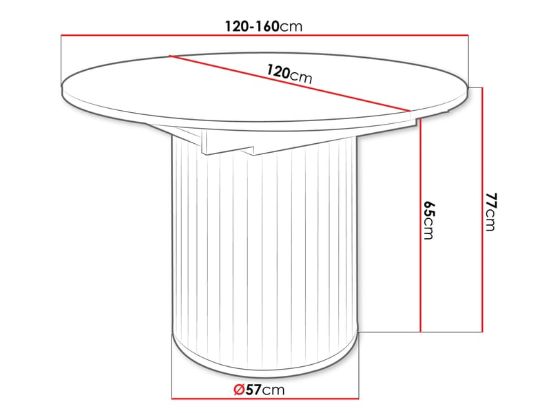 Veyricor Förlängningsbart Matbord 120-160 cm Rund - Beige - Möbler - Bord & matgrupp - Matbord & köksbord