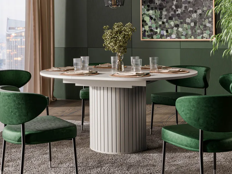 Veyricor Förlängningsbart Matbord 120-160 cm Rund - Beige - Möbler - Bord & matgrupp - Matbord & köksbord