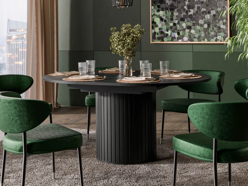 Veyricor Förlängningsbart Matbord 120-160 cm Rund - Svart - Möbler - Bord & matgrupp - Matbord & köksbord