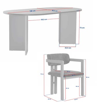 Vintar Matbord- och stolset 180x75x90 cm 5 delar - Milano Walnut, Dark Walnut, vit - Möbler - Bord & matgrupp - Matgrupp