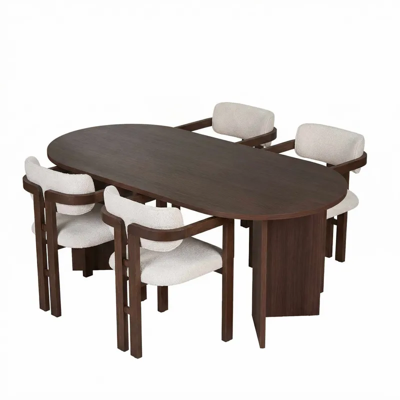 Vintar Matbord- och stolset 180x75x90 cm 5 delar, Milano Walnut, Dark Walnut, vit