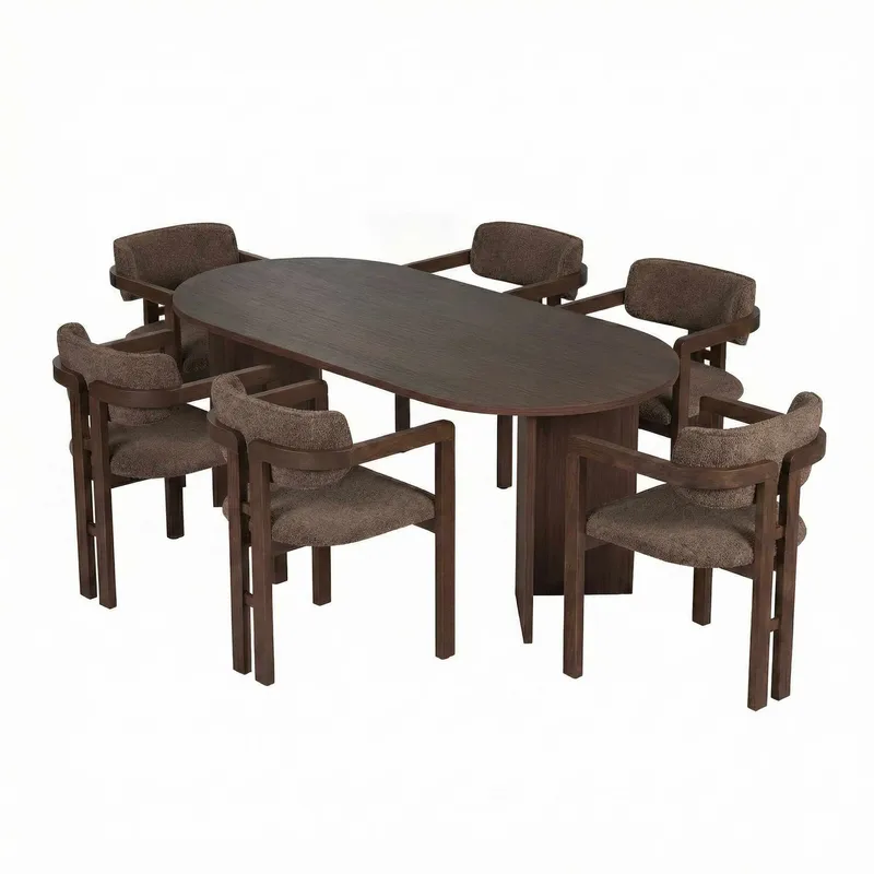 Vintar Matbord- och stolset 180x75x90 cm 7 delar, Milano Valnöt, Mörk valnöt, Brun