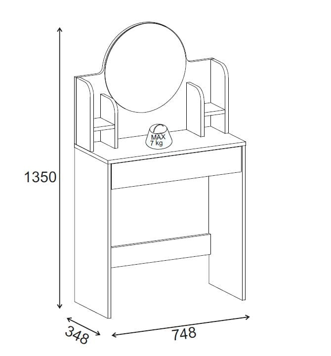 Vorina Sminkbord 85 cm - Vit - Möbler - Bord & matgrupp - Sminkbord & toalettbord