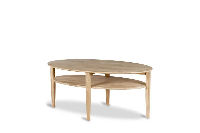 Waterloo Ovalt Soffbord 130x70 cm i massivt trä, Natur