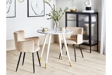 Wellon Litet Runt Matbord 80 cm med Marmor- och Metallutseende - Vit|Guld - Möbler - Bord & matgrupp - Marmorbord