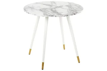 Wellon Litet Runt Matbord 80 cm med Marmor- och Metallutseende - Vit|Guld - Möbler - Bord & matgrupp - Marmorbord