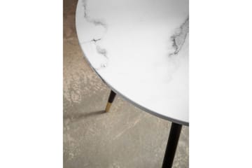 Wohnling Litet Runt Matbord 75 cm med Marmorutseende och Gyllene Ben - Vit - Möbler - Bord & matgrupp - Marmorbord