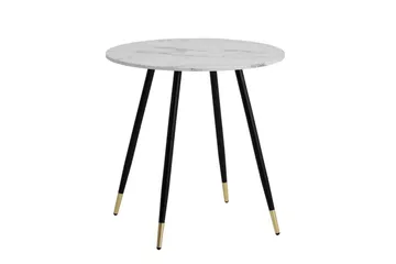 Wohnling Litet Runt Matbord 75 cm med Marmorutseende och Gyllene Ben - Vit - Möbler - Bord & matgrupp - Marmorbord