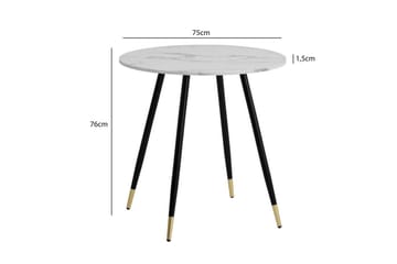 Wohnling Litet Runt Matbord 75 cm med Marmorutseende och Gyllene Ben - Vit - Möbler - Bord & matgrupp - Marmorbord