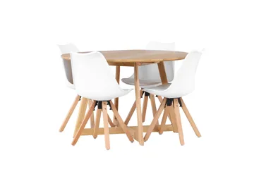 Yakidon Matgrupp  120 cm Rund med 4 Zeno stolar - Brun - Möbler - Bord & matgrupp - Matgrupp