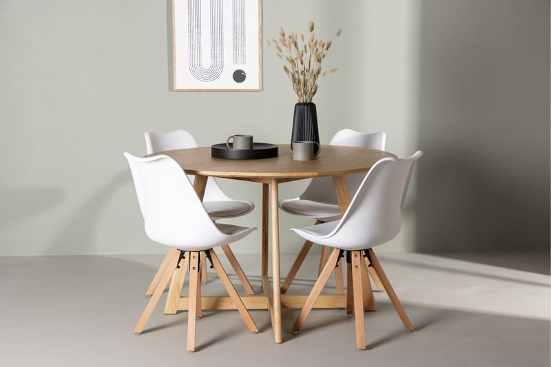 Yakidon Matgrupp  120 cm Rund med 4 Zeno stolar - Brun - Möbler - Bord & matgrupp - Matgrupp