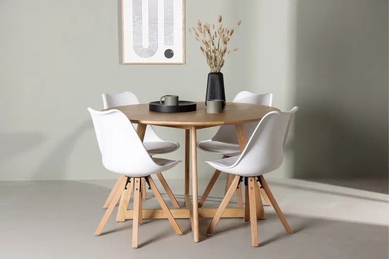 Yakidon Matgrupp  120 cm Rund med 4 Zeno stolar - Brun - Möbler - Bord & matgrupp - Matgrupp