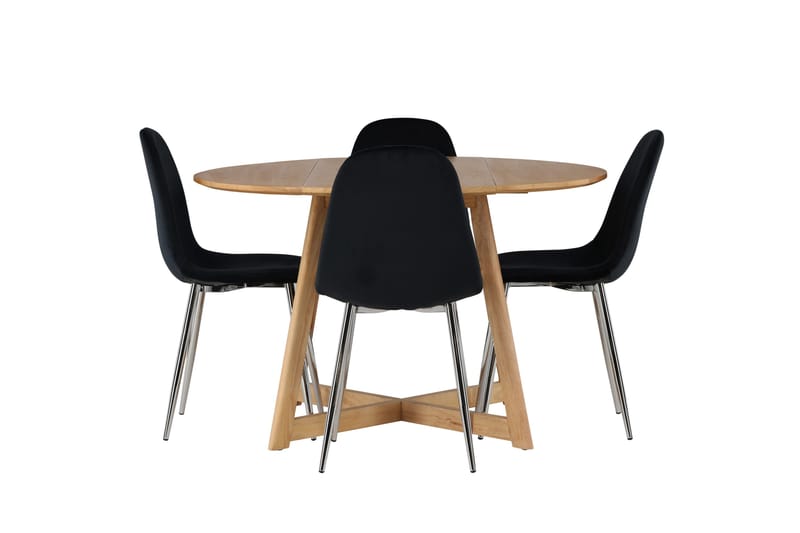 Yakidon Matgrupp 120 cm Rund med 4 Polar stolar, Svart