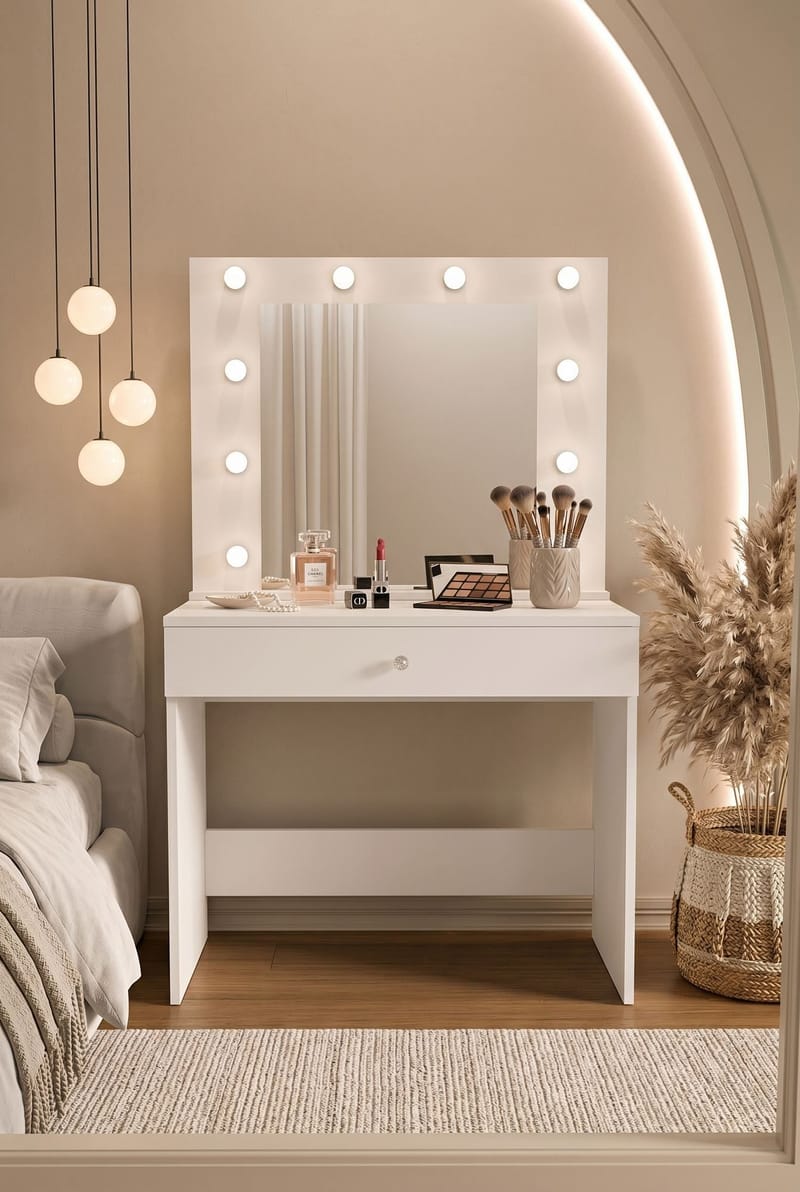 Yoren Sminkbord 80x147x42,5 cm - Vit - Möbler - Bord & matgrupp - Sminkbord & toalettbord