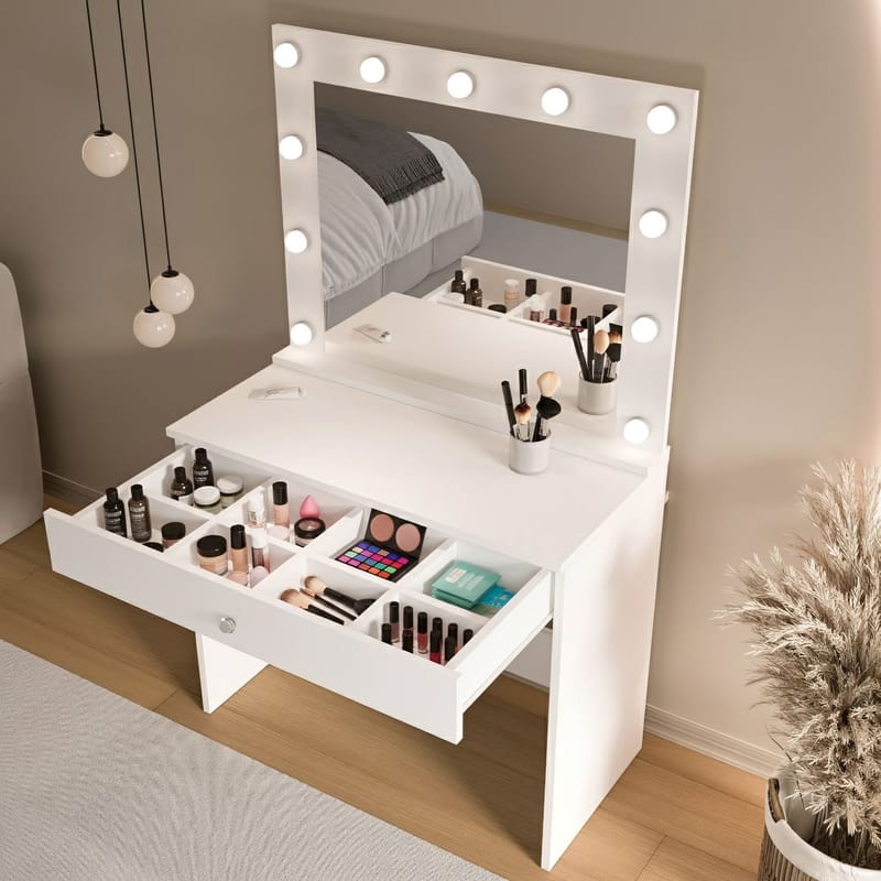 Yoren Sminkbord 80x147x42,5 cm - Vit - Möbler - Bord & matgrupp - Sminkbord & toalettbord