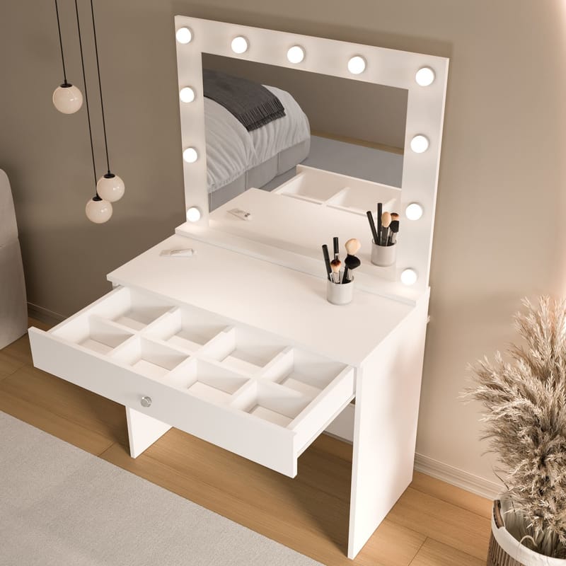 Yoren Sminkbord 80x147x42,5 cm - Vit - Möbler - Bord & matgrupp - Sminkbord & toalettbord