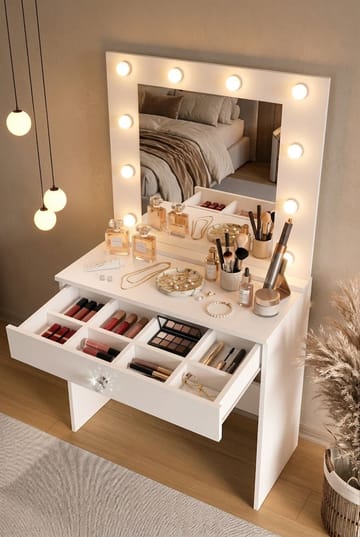 Yoren Sminkbord 80x147x42,5 cm - Vit - Möbler - Bord & matgrupp - Sminkbord & toalettbord