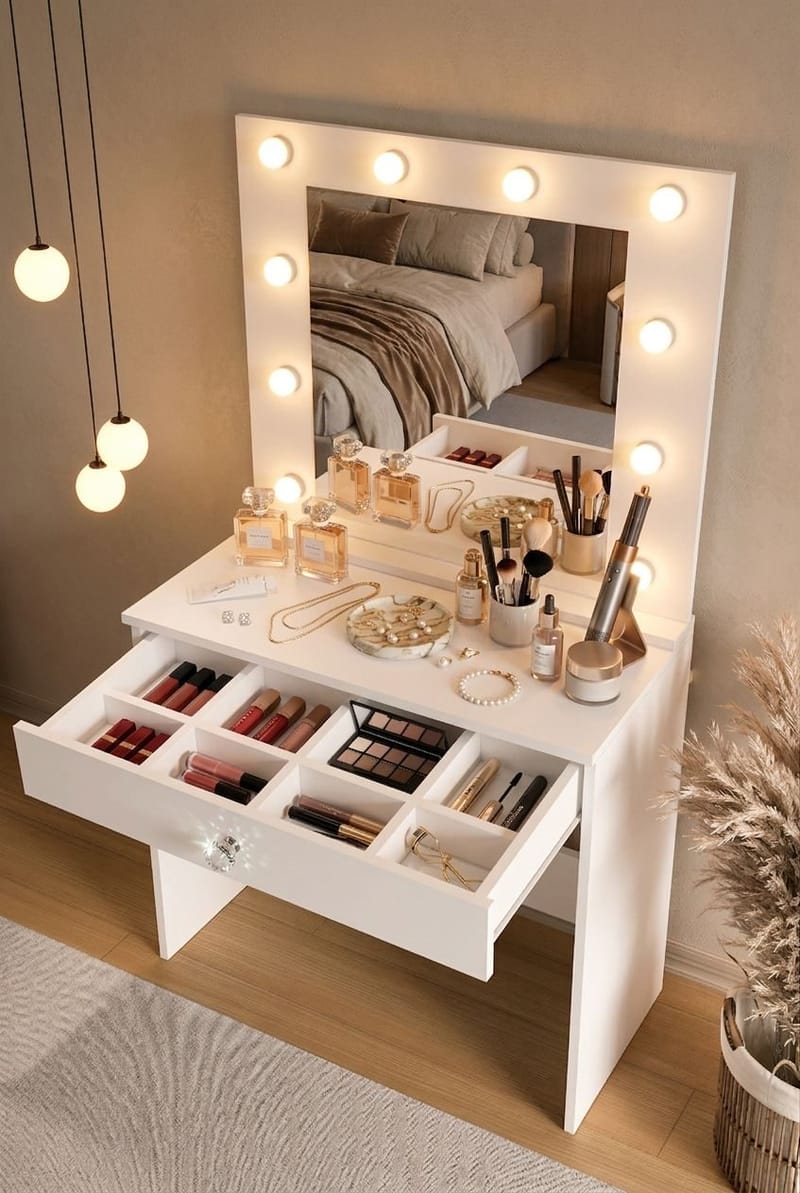Yoren Sminkbord 80x147x42,5 cm - Vit - Möbler - Bord & matgrupp - Sminkbord & toalettbord