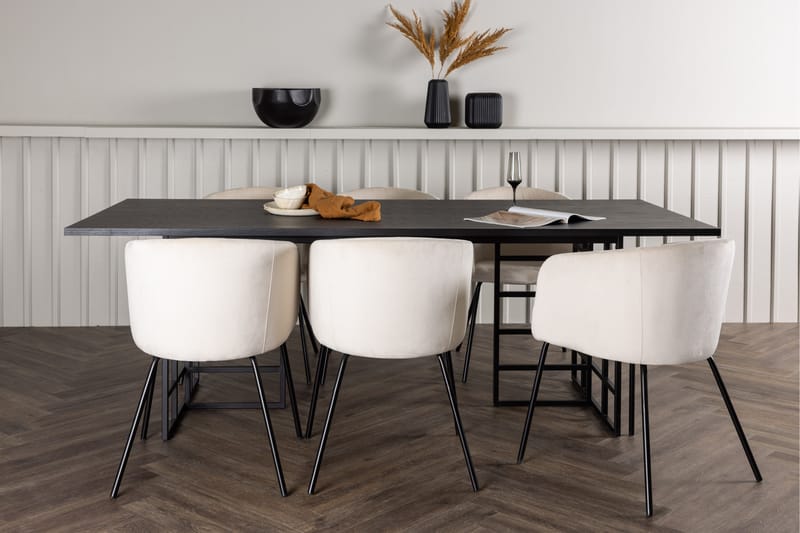Ystad Matgrupp  220 cm Rektangulär med 6 Berit stolar - Beige - Möbler - Bord & matgrupp - Matgrupp