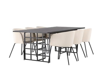 Ystad Matgrupp  220 cm Rektangulär med 6 Berit stolar - Beige - Möbler - Bord & matgrupp - Matgrupp