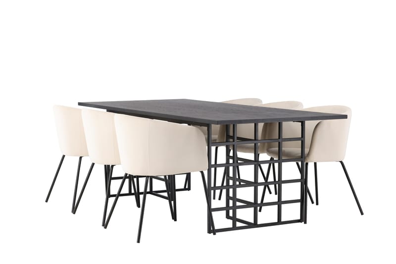 Ystad Matgrupp  220 cm Rektangulär med 6 Berit stolar - Beige - Möbler - Bord & matgrupp - Matgrupp