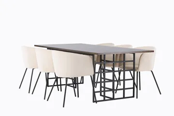 Ystad Matgrupp 220 cm Rektangulär med 6 Berit stolar - Beige - Möbler - Bord & matgrupp - Matgrupp