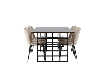 Ystad Matgrupp 220 cm Rektangulär med 6 Limhamn stolar - Beige - Möbler - Bord & matgrupp - Matgrupp