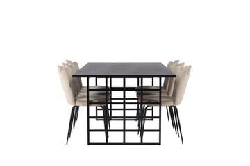 Ystad Matgrupp  220 cm Rektangulär med 6 Limhamn stolar - Beige - Möbler - Bord & matgrupp - Matgrupp