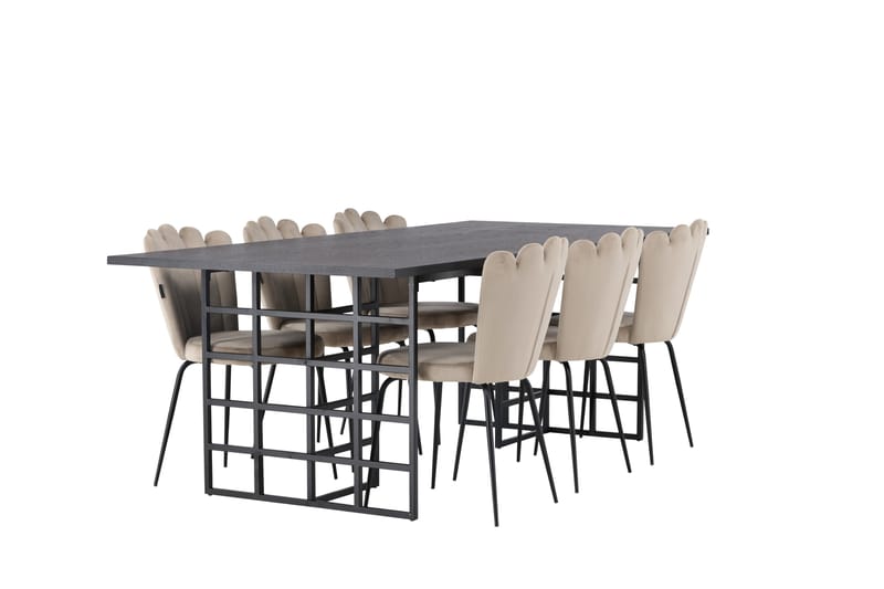 Ystad Matgrupp  220 cm Rektangulär med 6 Limhamn stolar - Beige - Möbler - Bord & matgrupp - Matgrupp