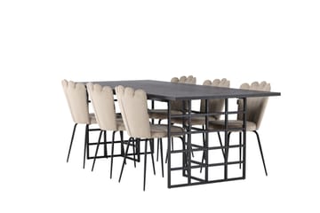Ystad Matgrupp  220 cm Rektangulär med 6 Limhamn stolar - Beige - Möbler - Bord & matgrupp - Matgrupp