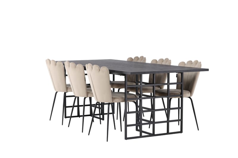 Ystad Matgrupp  220 cm Rektangulär med 6 Limhamn stolar - Beige - Möbler - Bord & matgrupp - Matgrupp