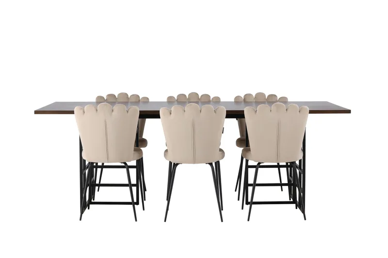 Ystad Matgrupp 220 cm Rektangulär med 6 Limhamn stolar, Beige