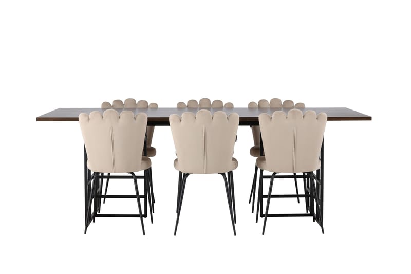 Ystad Matgrupp 220 cm Rektangulär med 6 Limhamn stolar, Beige