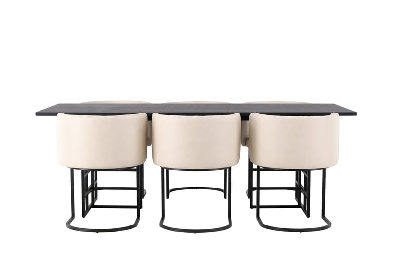 Ystad Matgrupp  220 cm Rektangulär med 6 Simrishamn stolar - Beige - Möbler - Bord & matgrupp - Matgrupp