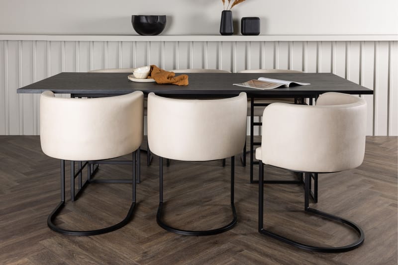 Ystad Matgrupp  220 cm Rektangulär med 6 Simrishamn stolar - Beige - Möbler - Bord & matgrupp - Matgrupp