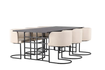 Ystad Matgrupp  220 cm Rektangulär med 6 Simrishamn stolar - Beige - Möbler - Bord & matgrupp - Matgrupp