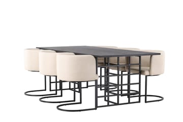 Ystad Matgrupp  220 cm Rektangulär med 6 Simrishamn stolar - Beige - Möbler - Bord & matgrupp - Matgrupp