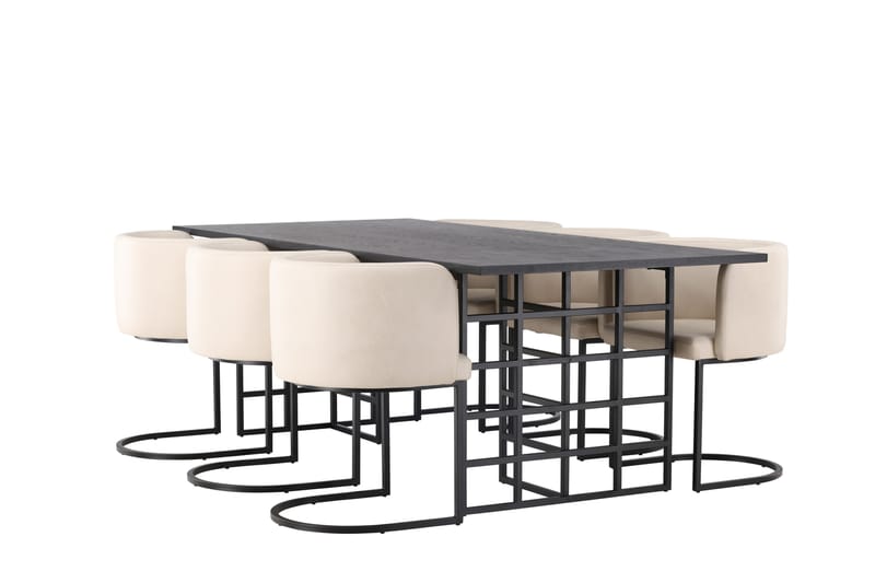 Ystad Matgrupp  220 cm Rektangulär med 6 Simrishamn stolar - Beige - Möbler - Bord & matgrupp - Matgrupp