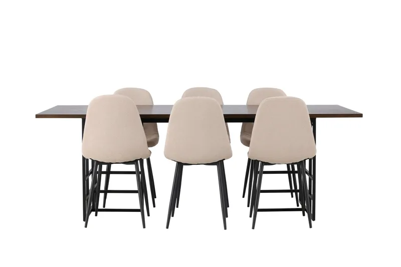 Ystad Matgrupp 220 cm Rektangulär med 6 Polar stolar, Beige