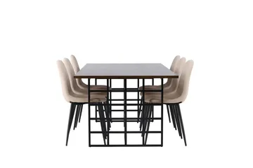 Ystad Matgrupp 220 cm Rektangulär med 6 Polar stolar - Beige - Möbler - Bord & matgrupp - Matgrupp