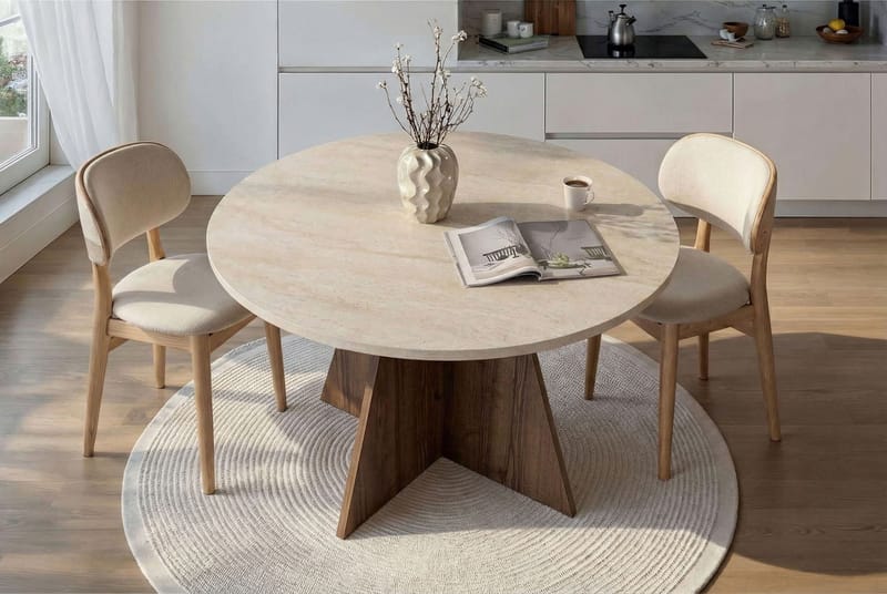 Zalen Matbord 120x75x120 cm - Travertine Walnut - Möbler - Bord & matgrupp - Matbord & köksbord