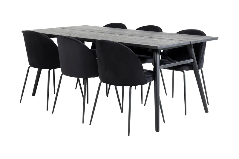 Zenazmi Förlängningsbar Matgrupp 195 cm inkl 6 Foyos Stolar, Svart