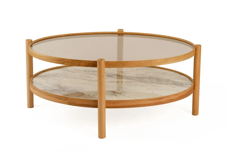 Zeos Soffbord 110x48x80 cm, Ek och vit marmor
