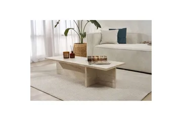 Zephral Rektangulärt Soffbord 120 cm i Sten med Skulptural Travertin - Beige - Möbler - Bord & matgrupp - Soffbord