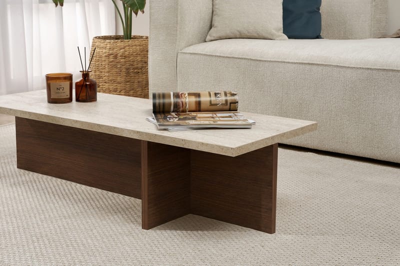 Zephral Soffbord 120x30x45 cm - Travertin, Milano Walnut - Möbler - Bord & matgrupp - Soffbord