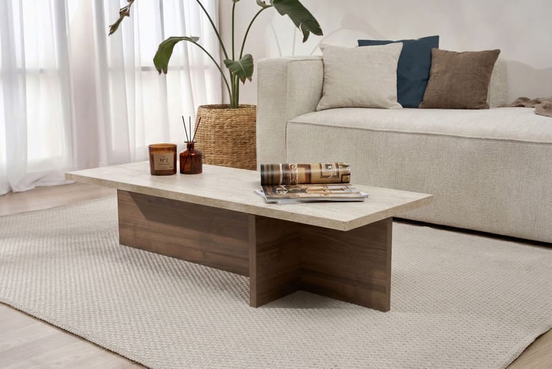 Zephral Soffbord 120x30x45 cm - Travertin, Milano Walnut - Möbler - Bord & matgrupp - Soffbord
