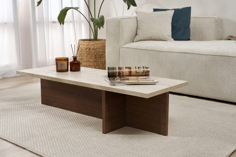 Zephral Soffbord 120x30x45 cm - Travertin, Milano Walnut - Möbler - Bord & matgrupp - Soffbord
