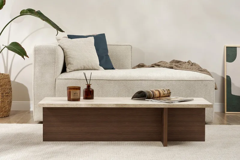 Zephral Soffbord 120x30x45 cm - Travertin, Milano Walnut - Möbler - Bord & matgrupp - Soffbord